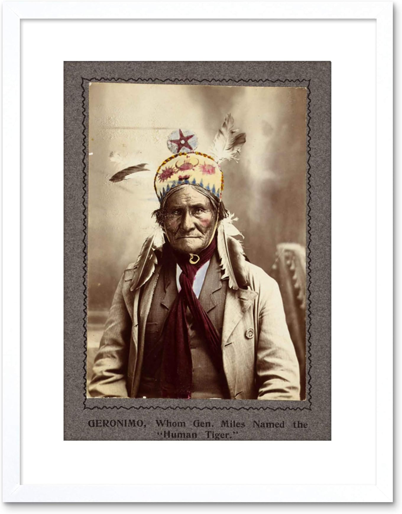 Wee Blue Coo 9x7 '' PHOTO CHIEF GERONIMO NATIVE AMERICAN INDIAN FRAMED ART PRINT F97X1745