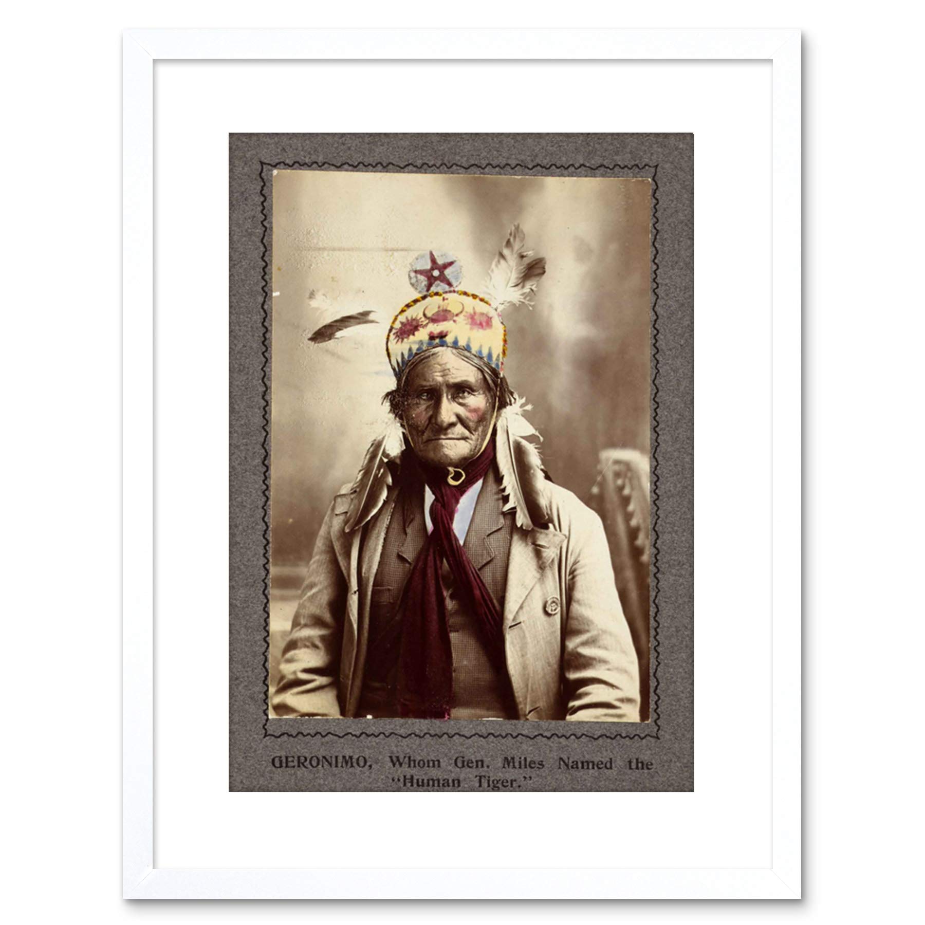 Wee Blue Coo 9x7 '' PHOTO CHIEF GERONIMO NATIVE AMERICAN INDIAN FRAMED ART PRINT F97X1745