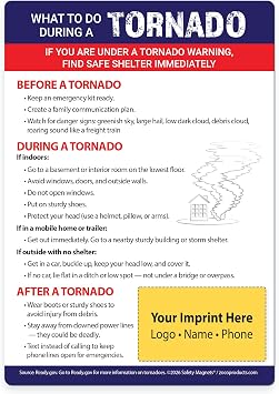 Safety Magnets by ZOCO 300-Pack Custom Tornado Safety Magnets Personalized with Logo and Text Promotional Handout for Businesses, Communities & Preparedness Programs 5"x7"