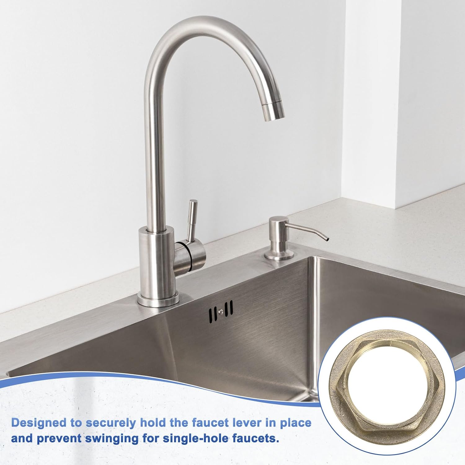 Flange Hex Lock Nut (G 1 Inch Female Thread) 4 PCS - Brass Pipe Fitting Locknuts & with Silicone Washer, Apply to Kitchen Sink Plumbing/Bathroom Basin