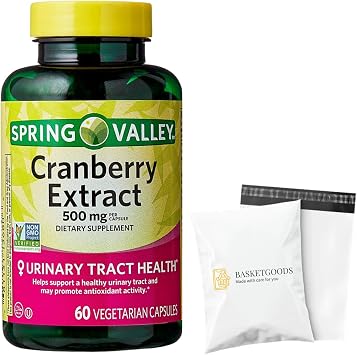 Spring Valley Cranberry Extract 500 mg - 60 Vegetarian Capsules - Set by Basket Goods