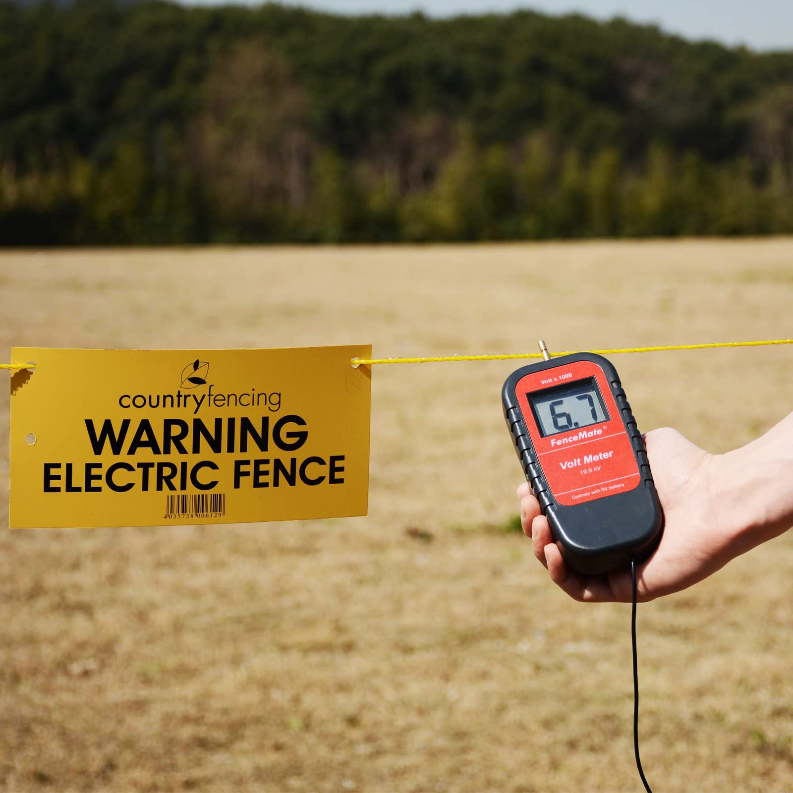 FenceMate Dispositivo de prueba digital para valla eléctrica, rango de hasta 19,900 V (19,9 kV), comprobador de vallas con gran pantalla LCD, interruptor automático de encendido/apagado, toma de