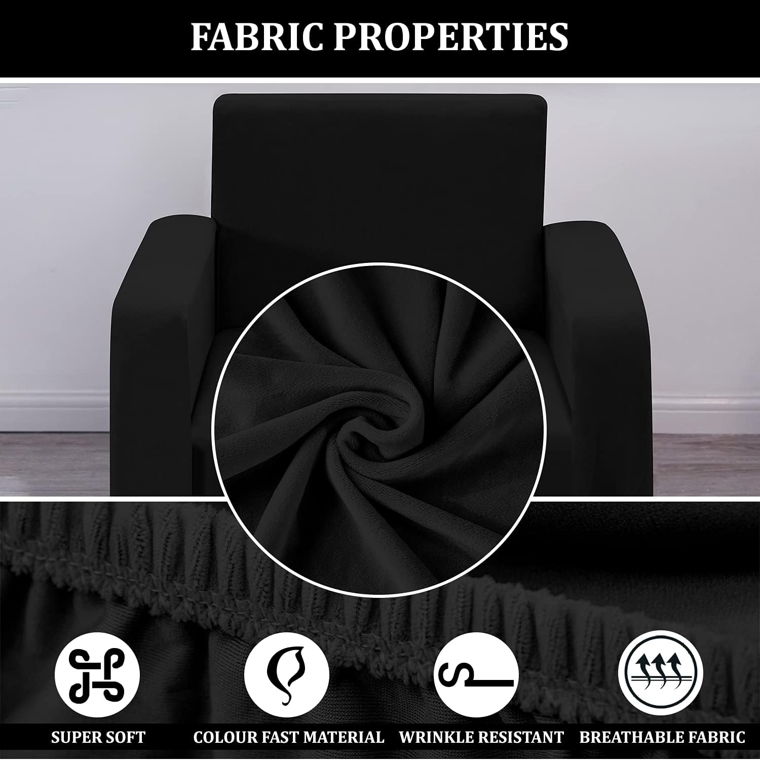 WedDecor Thick Velvet Sofa Cover 1 Seater Crushed Couch Slipcover, Super Stretch - Image 5