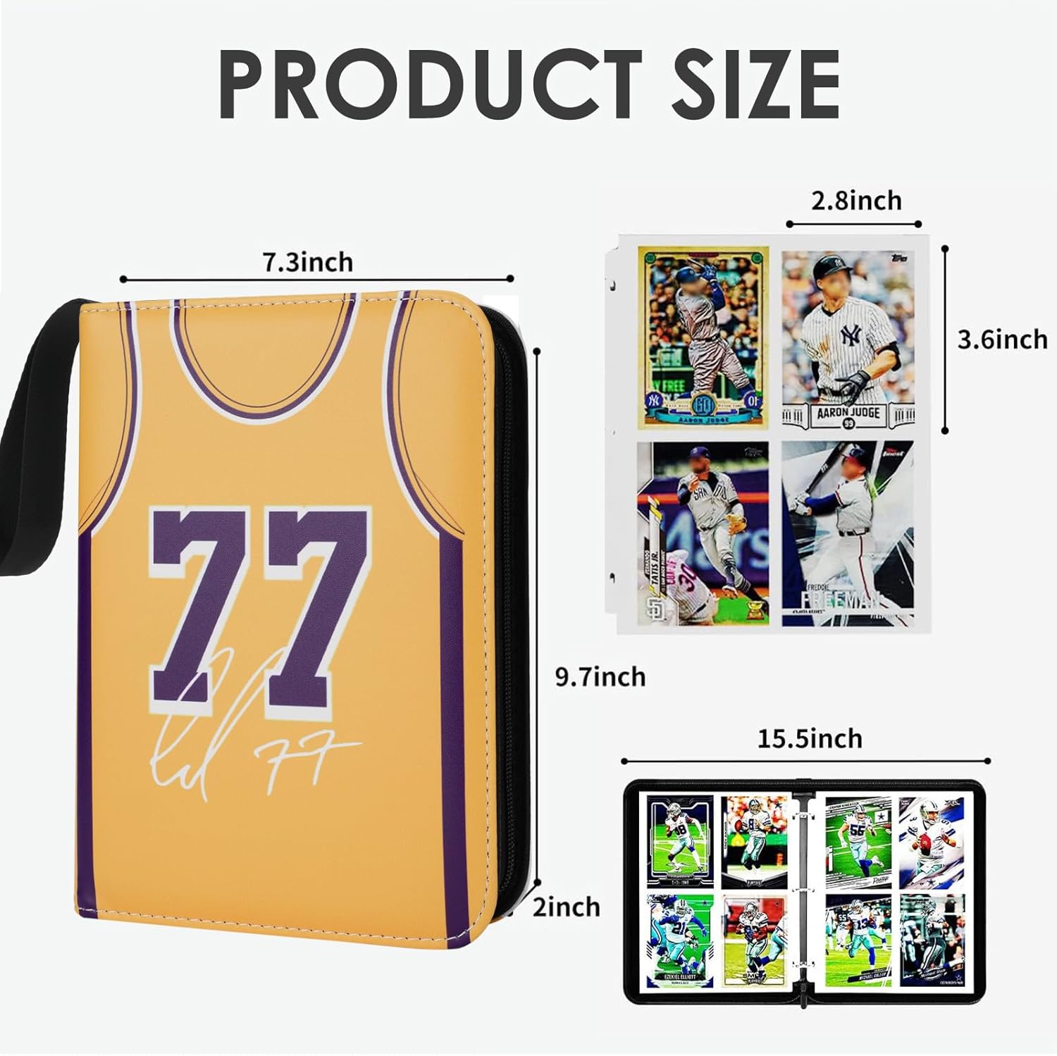 HBK Basketball Card Binder 400 Pockets, PU Leather Collectible Trading Card Albums with 50 Sleeves, 3-Ring Sports Card Holder for Basketball Cards Storage Organizer