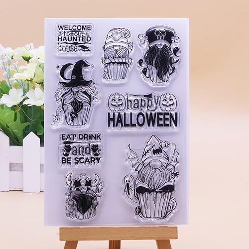 Miniatura 2 de Happy Hallowwen - Sellos de silicona transparentes para hacer tarjetas, sellos de goma transparente para álbumes de recortes, álbum de fotos, sellos