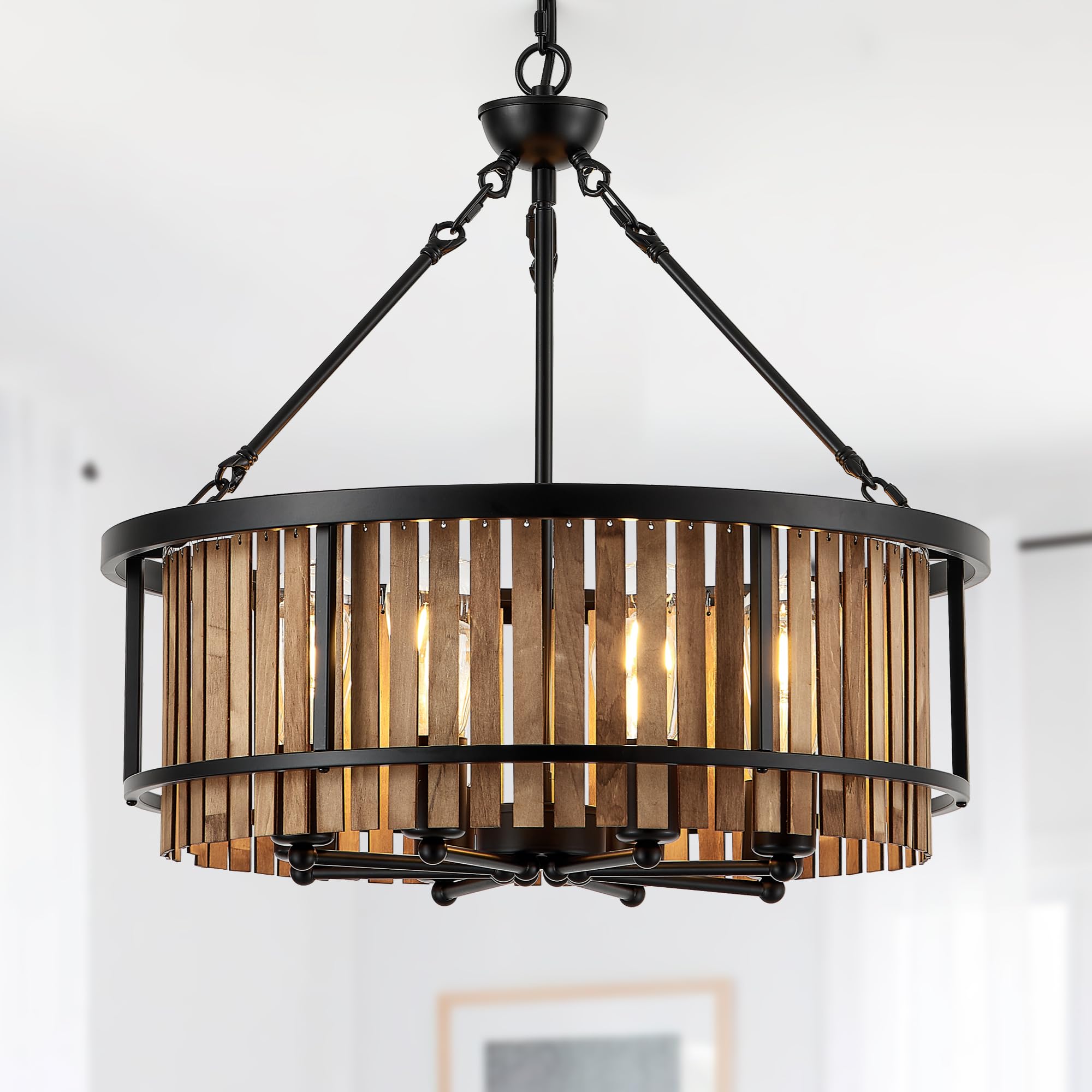 8-Light Drum Chandelier for Dining Room，21.6