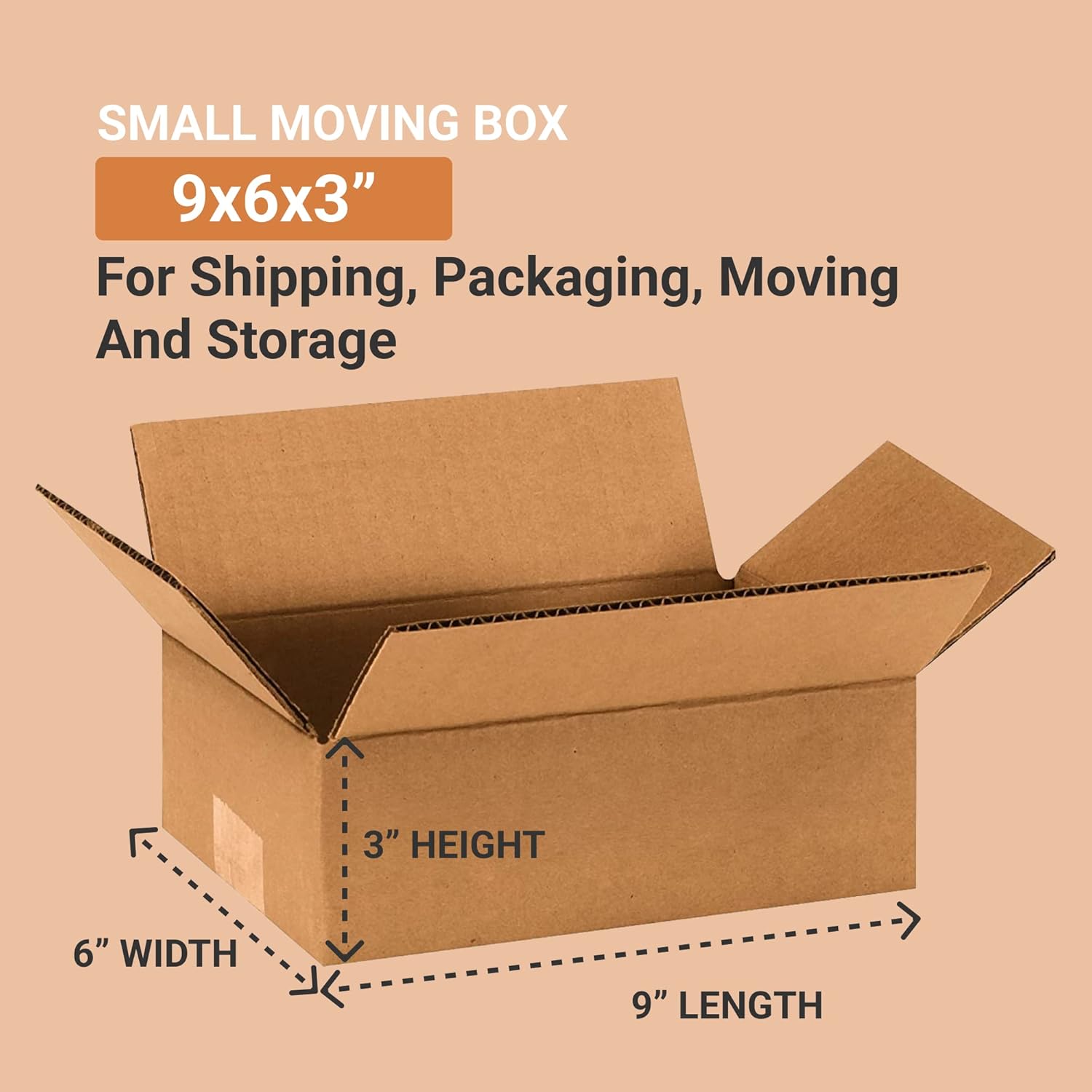 BOX USA Small Shipping Boxes 9"L x 6"W x 3"H (100-Pack) - Small Corrugated Cardboard Packaging Boxes for Shipping, Packing, Moving, and Storage at Home, Office, or Business