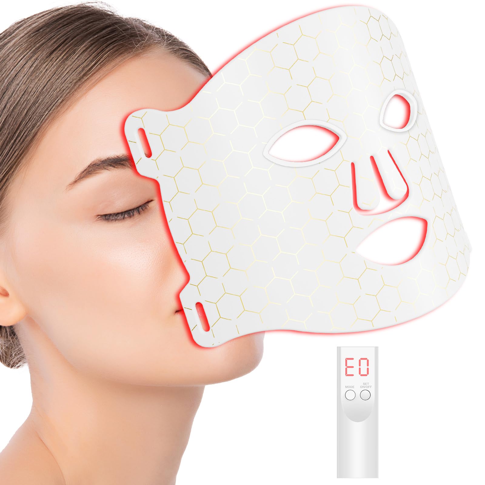 Profey Masque Led en 7 Couleurs, Masque Led Visage a Des Effets Rajeunissants, Anti-Âge et Anti-Rides, Blanc Led Mask | 7 modes, couverture uniforme, silicone, minuterie auto 5-30 min