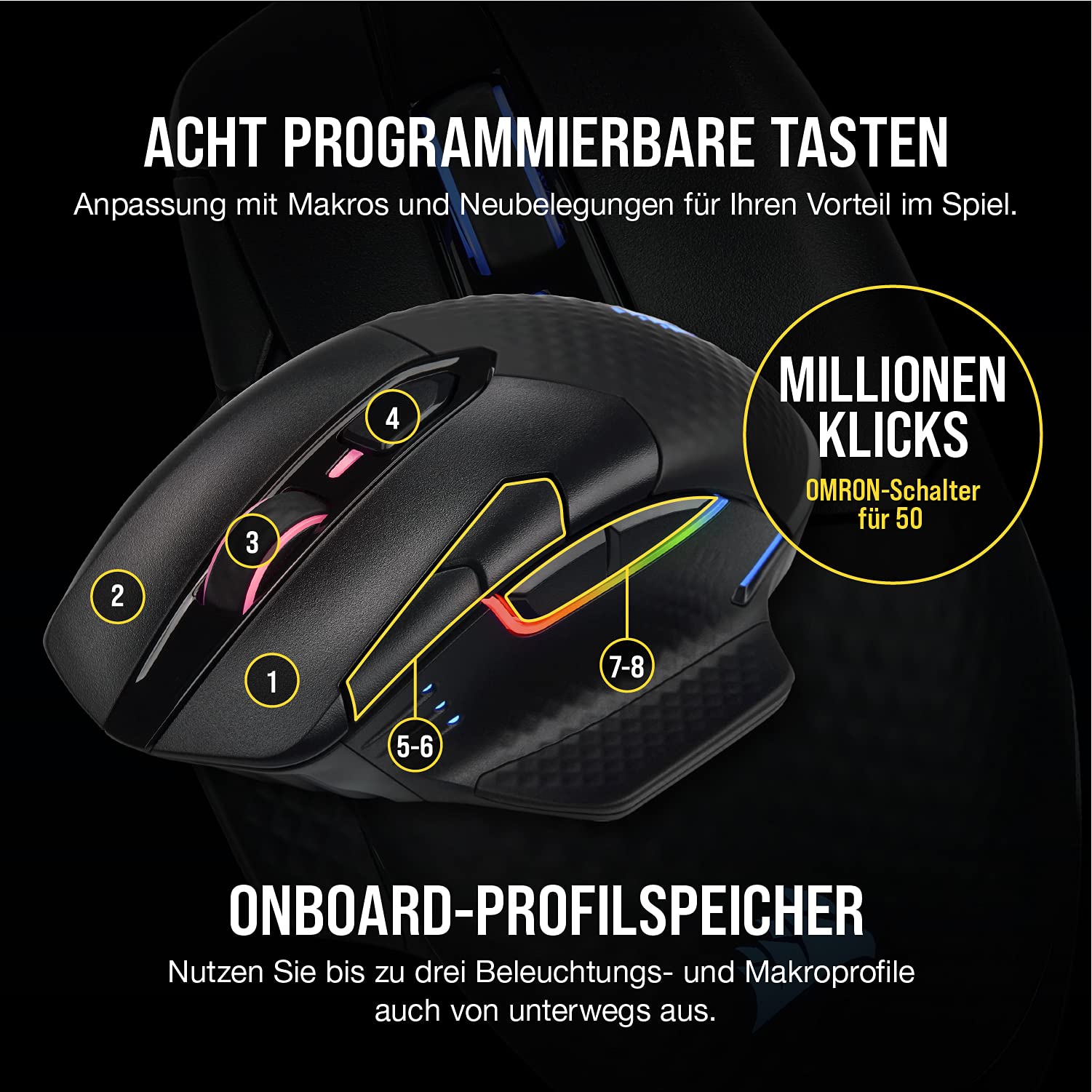 Corsair Dark CORE RGB PRO Wireless Gaming Maus Schwarz