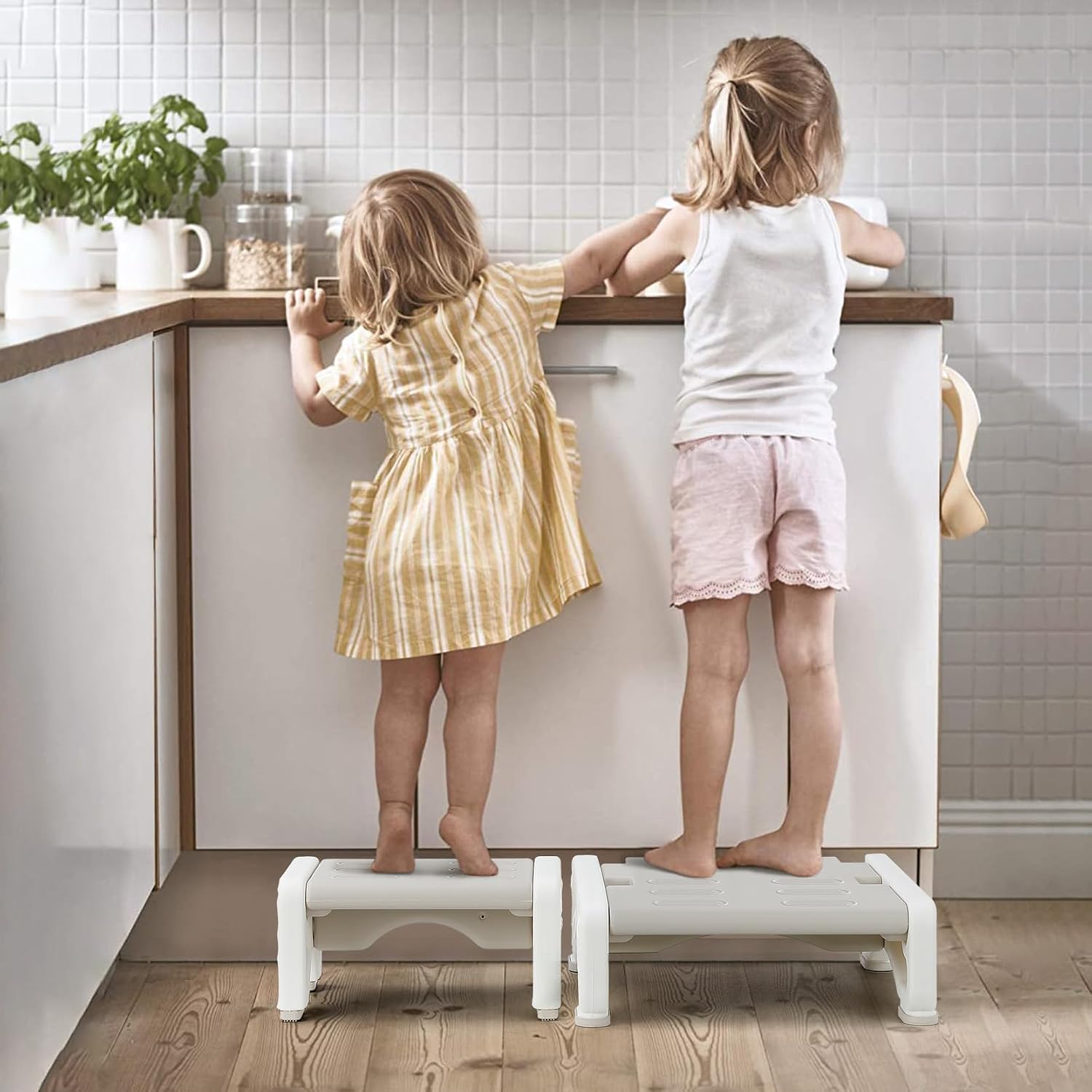 Onasti Toddler Step Stool for Bathroom Sink Adjustable 2 Step Stool for Kids Toddlers Kitchen Stool Helper, Non-Slip Plastic Ladder (1 Pack)