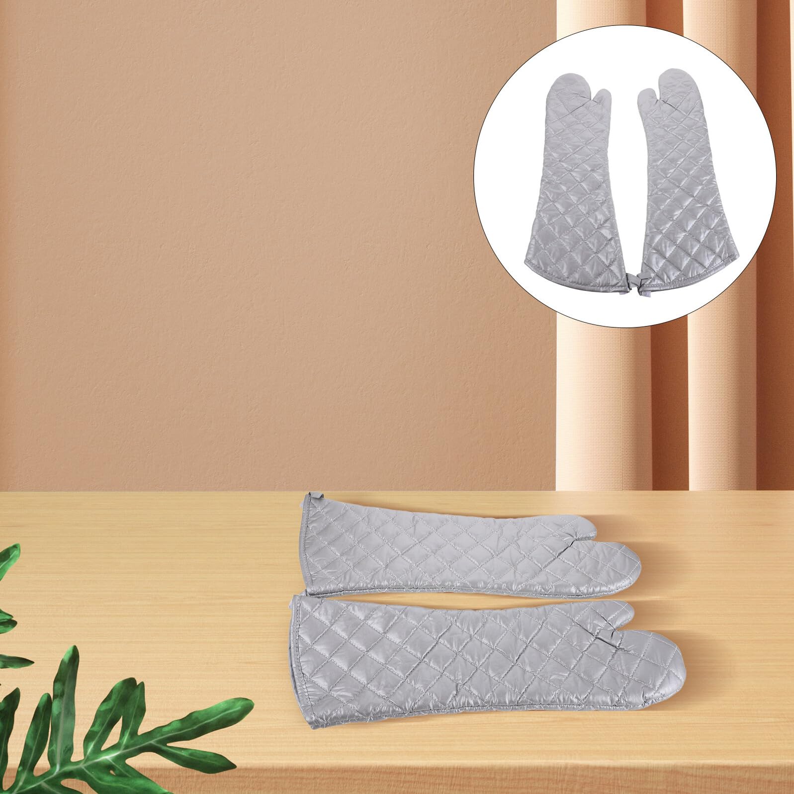 Guanti da Forno Resistenti al Calore 1 Paio in Cotone | Argento, Texture Antiscivolo, per Cottura e Microonde, Protezione ad Alta Temperatura e Durata