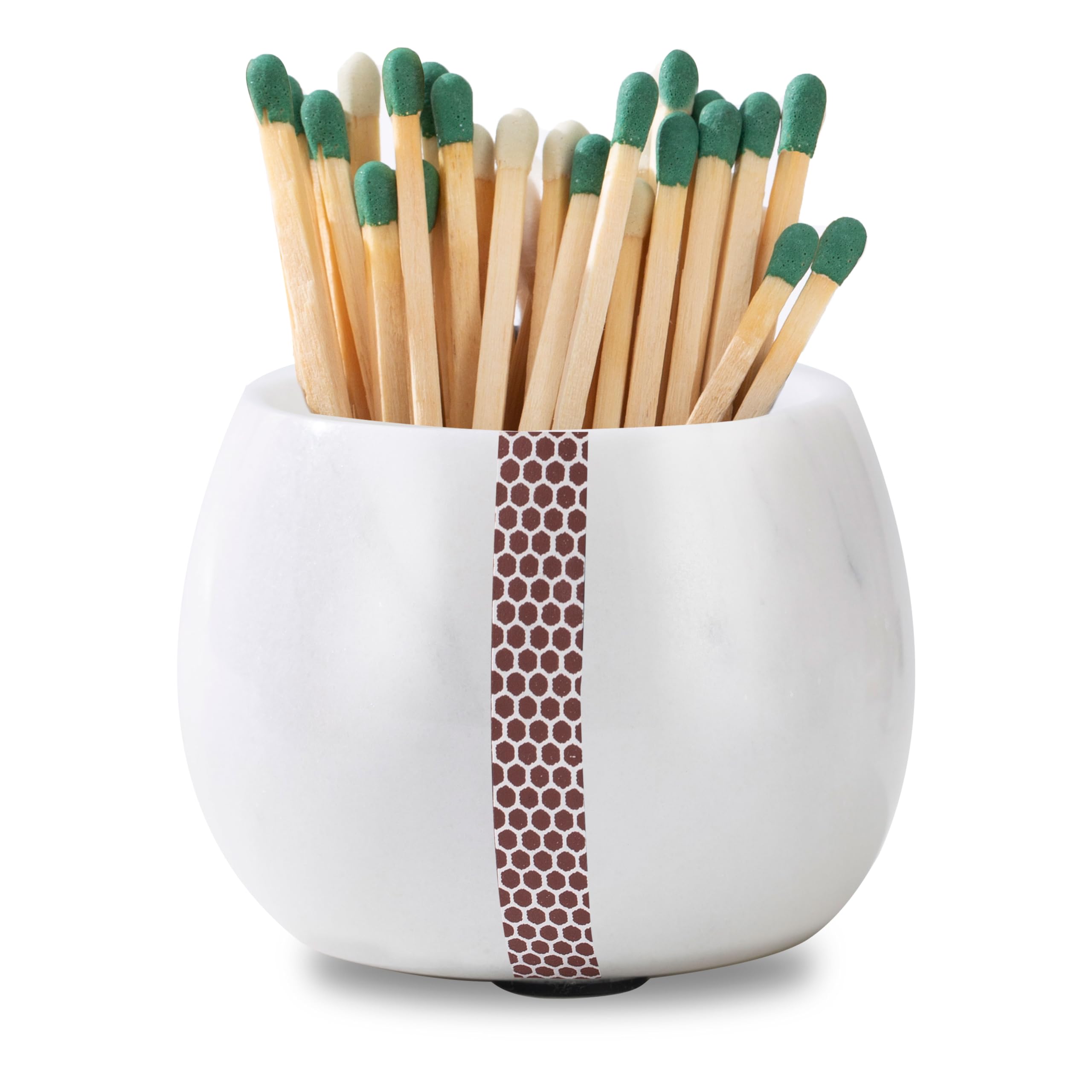 Matches Holder, Natural Marble Match Holder with Striker - Modern Home Decor Gifts - Decorative Holder(White & Grey, Matches NOT Included)