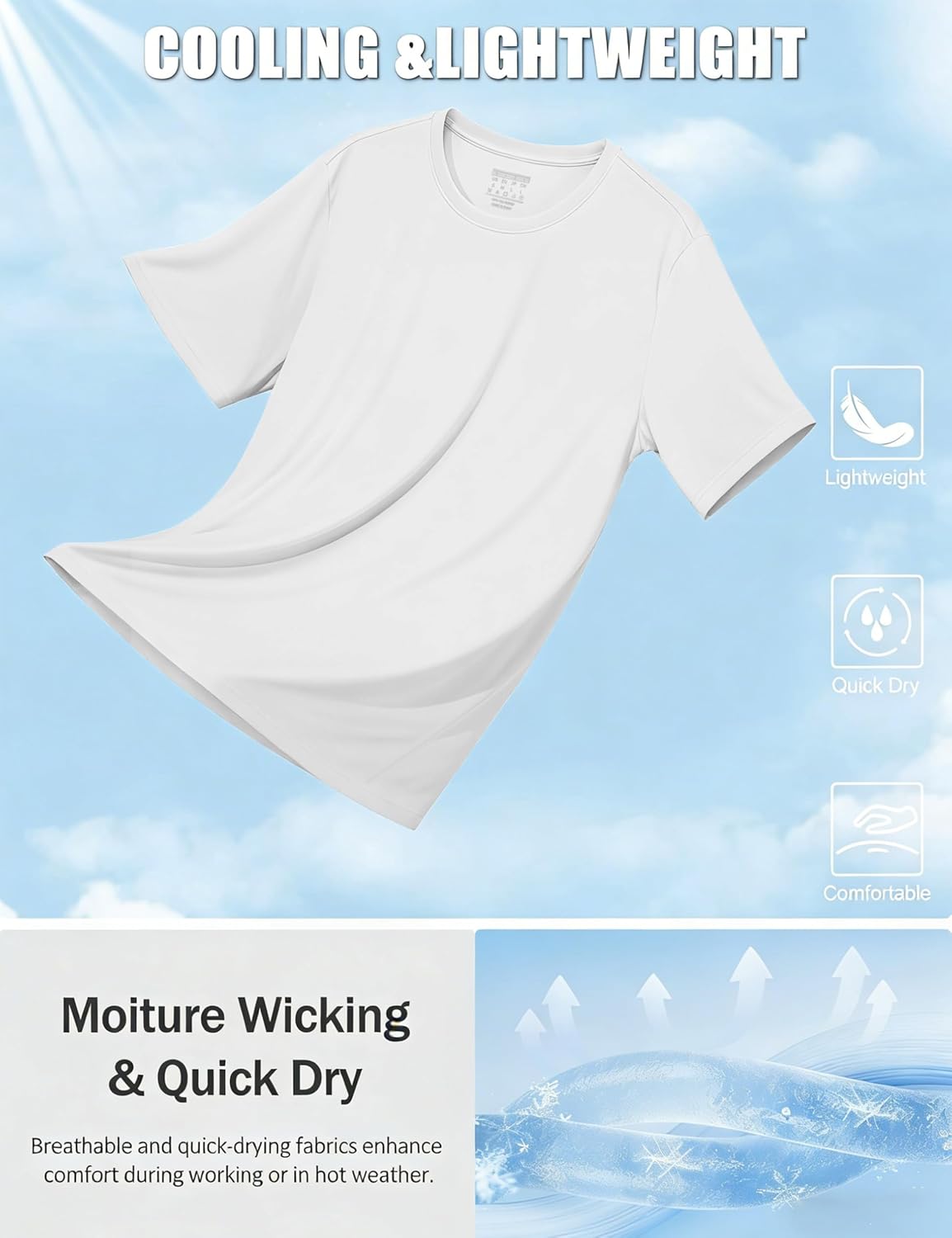 TACVASEN Mens Athletic Short Sleeve T-shirts Quick Dry Fit Workout Sun Protection Swim Shirts Running Rash Guard UPF50+ - Image 4