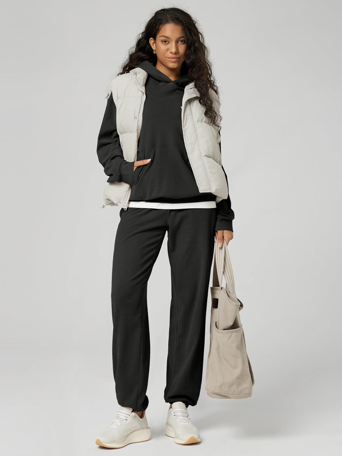 ODODOS Women's Brushed Fleece Jogger Sweatpants – Cozy Warm Adjustable High-Rise Relaxed Lounge Pants with Pockets - Image 3