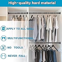 Vista 2 de Closet Rod - 30-50 Inches, No Drilling Closet Rod Extender Hanging - Matte Black Adjustable Clothes Hanging Bar, for Closet, Bathroom, Windows(with