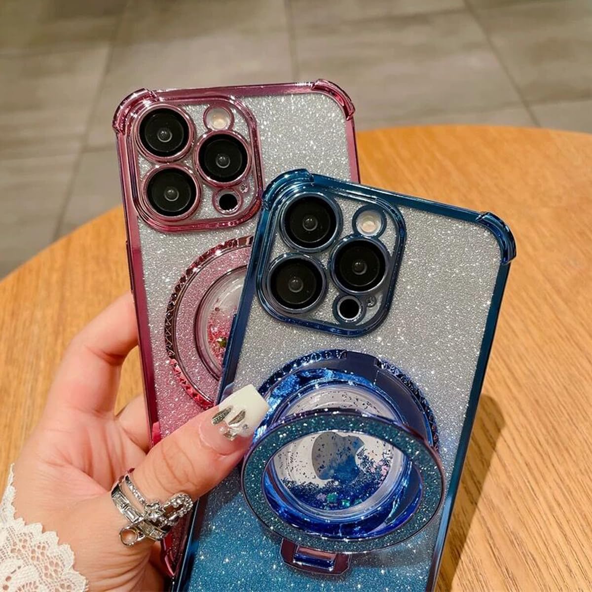 Amazon.com: Changjia Glitter Liquid Kickstand Case for