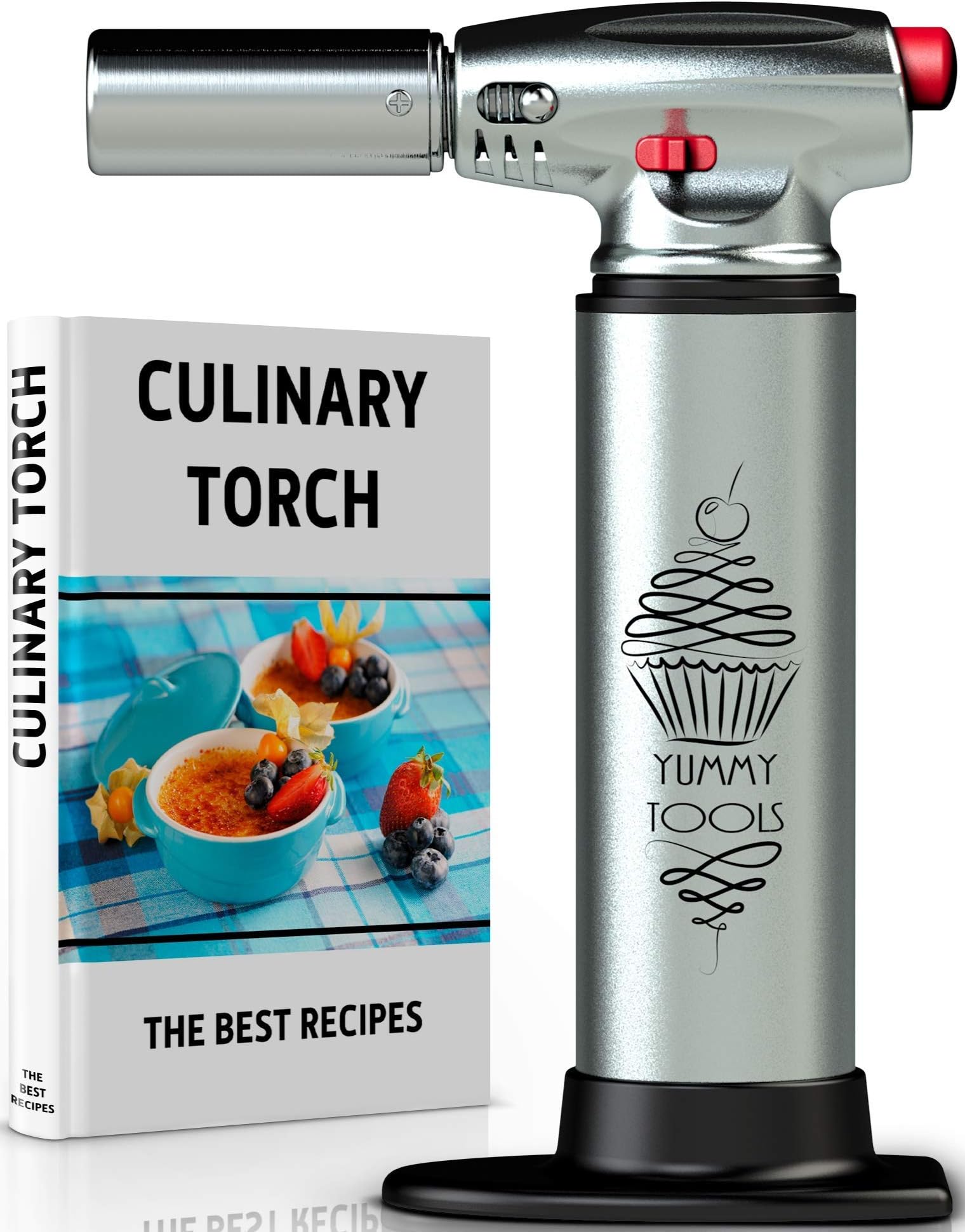 BEST CULINARY TORCH - Chef Torch for Cooking Crème Brulee - Aluminum Hand Butane Kitchen Torch - Blow Torch with Adjustable Flame - Cooking Torch - Perfect for Baking, BBQs, Crafts + Recipe eBook