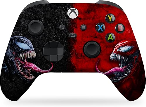 Vennom vs Carnagge Custom X-box Controller Wireless compatible with X-box One/Series X/S by DreamController | Proudly Customized in USA with Permanent HYDRO-DIP Printing(NOT JUST A SKIN) MODDED)