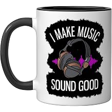I Make Music Sound Good Funny Music Producer Ceramic Mug, Black/White