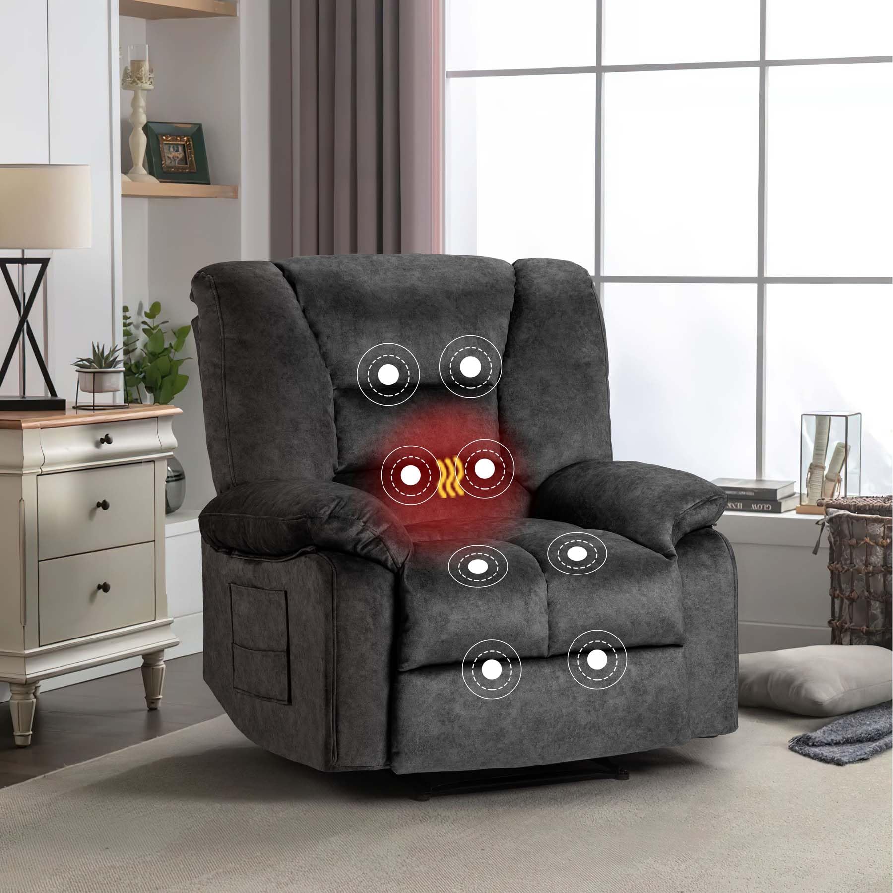 Massage Chair Recliner with Heat,Oversized Recliner Chair&Fabric Lazy Boy Recliner Chair for Adults,Manual Recliner Chair & Rocker Recliner Chair with