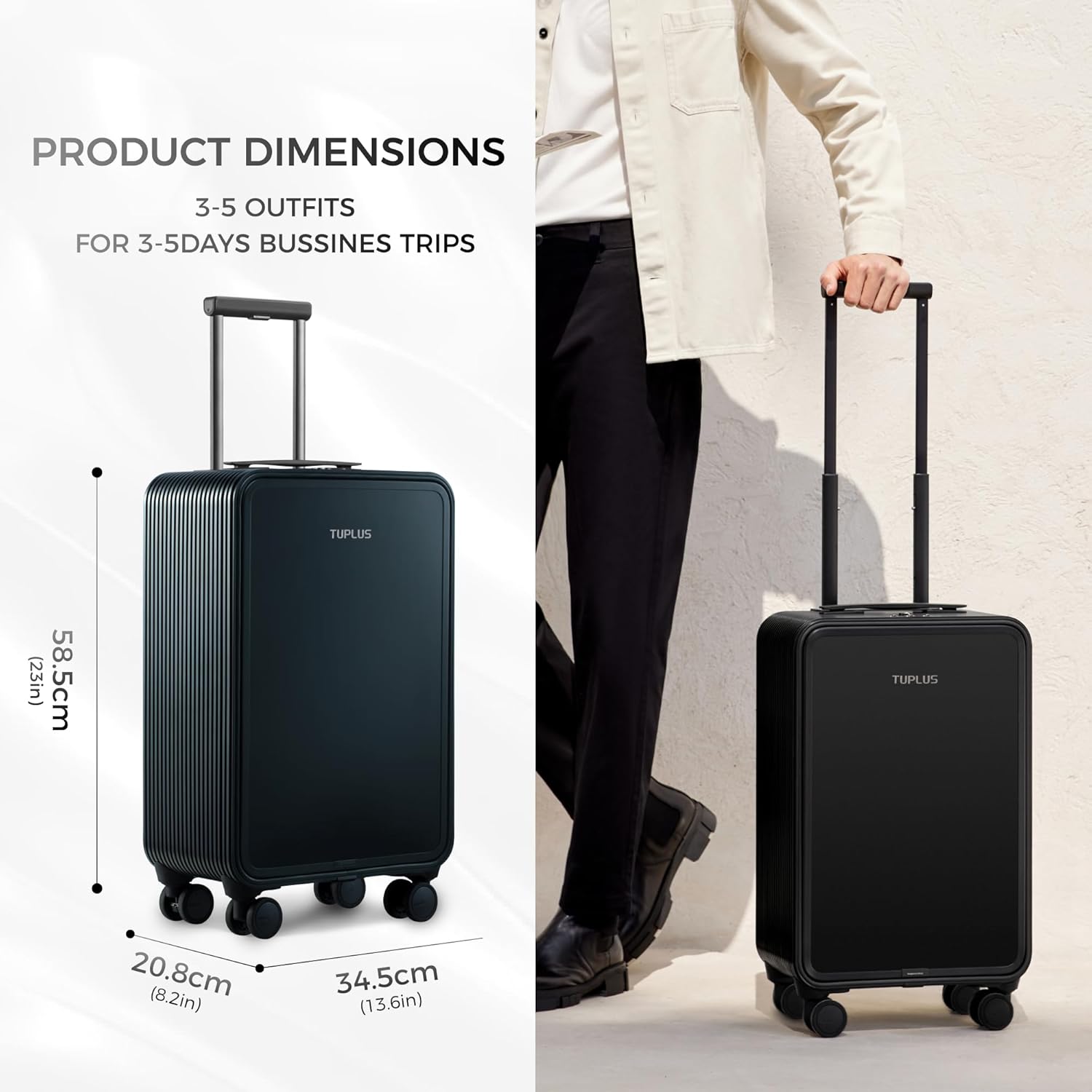 TUPLUS Aluminum Suitcase Hard Shell Luggage Hold Check in Travel Case with 4 Spinner Wheels, Quick Series