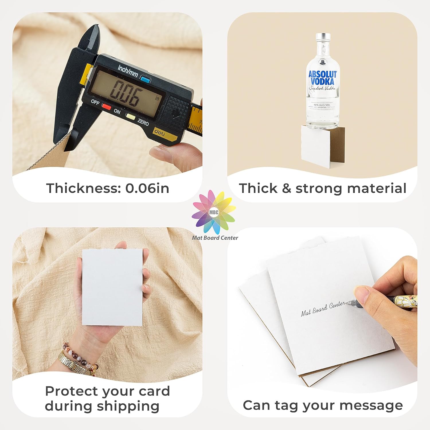 Mat Board Center, 50 Sets 4x6 Graded Card Shipping Protector, Corrugated Packaging Pad, Folding Cardboard Sleeves for Trading Card Folders Mail Shipping Stiffeners, Cardboard Divider