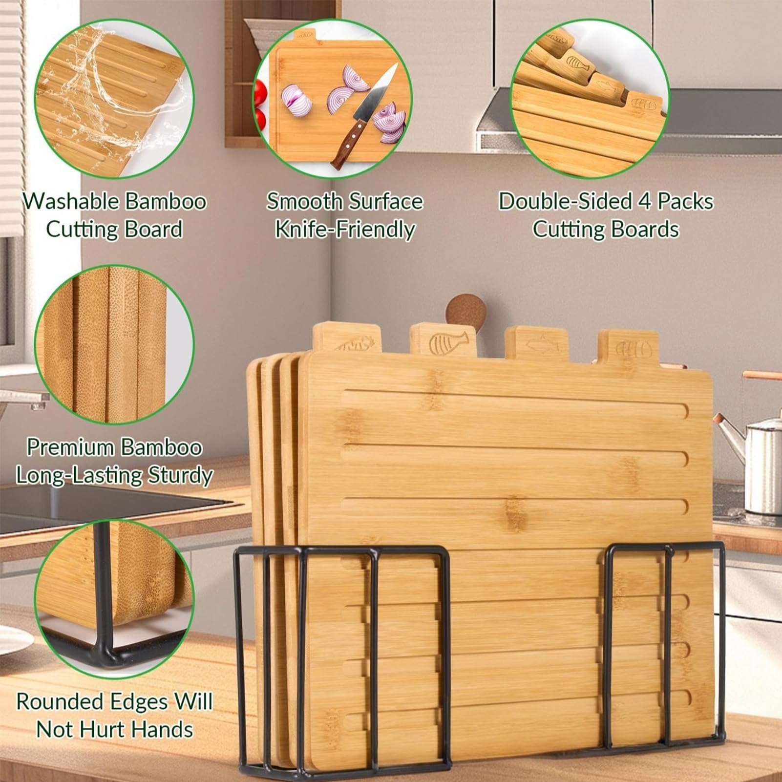 Tagliere per Carne in Legno Multiuso per Preparazione Cibo in Legno con | Set di Taglieri in Legno per Alimenti Adatto A Famiglia Uomini Cucina Casa Dispensa Appartamento Ristorante Caffè