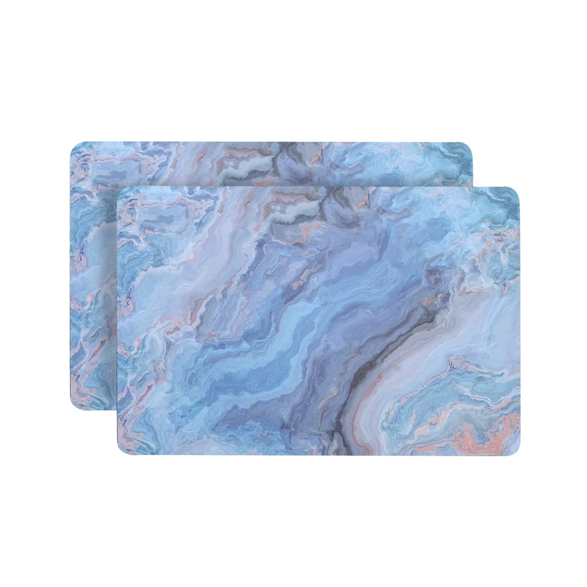 Dainty Home Marble Cork Place Mats Rectangle Navy 12"x18" Set of 2 Washable Placemats Heat Resistant Placemats Non Slip Table Placemats