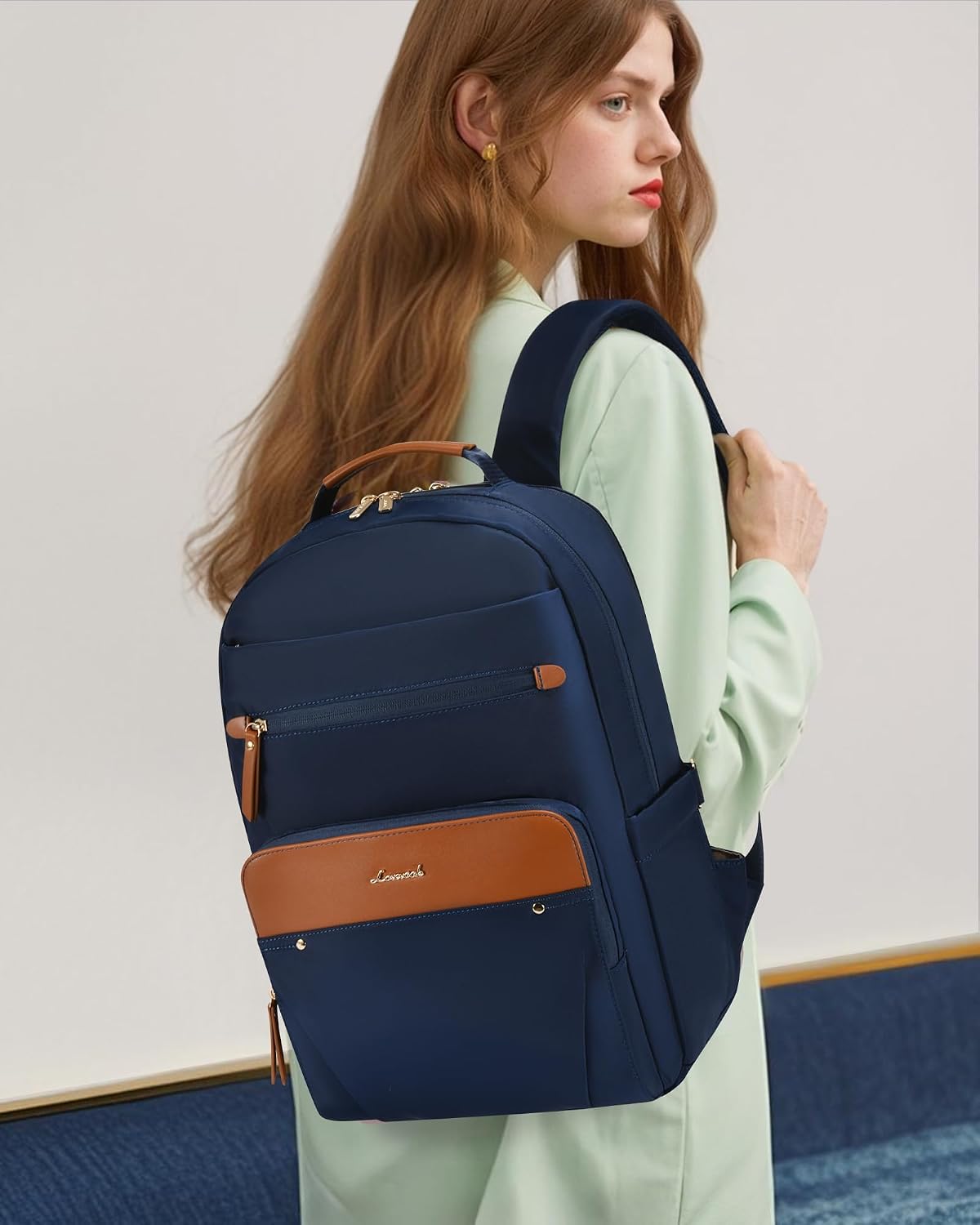 LOVEVOOK Women's Backpack, Waterproof 15.6 Inch Laptop Backpacks, Work Backpack, School Backpack, Teenager for Large Water Bottle, Elegant Daypack, School Bag Backpack for Work, School, University, Travel 15.6 inches Darkblue