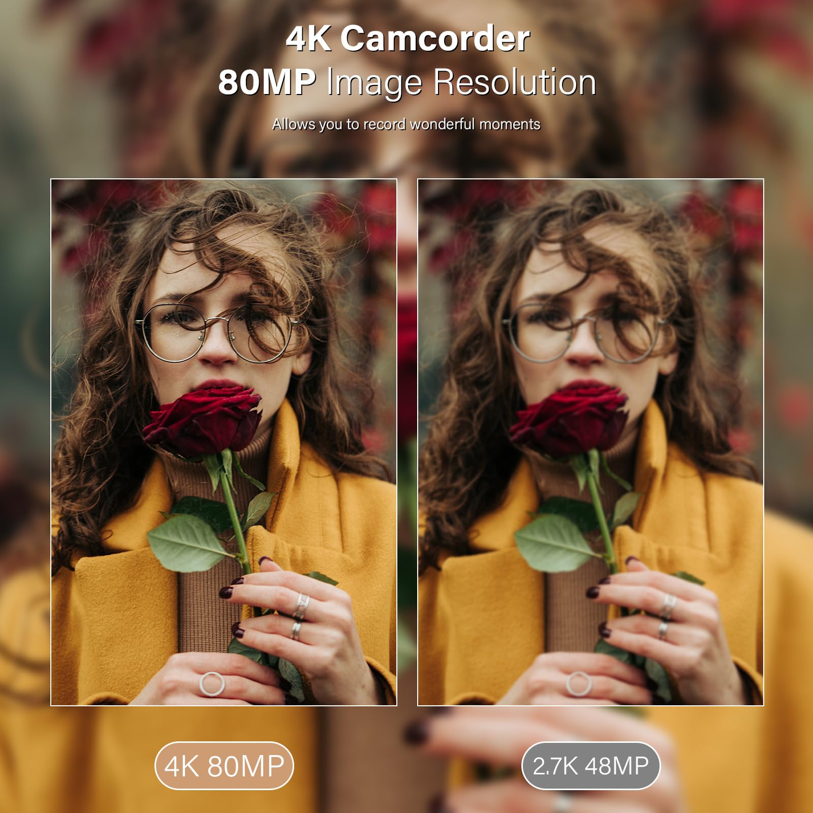 Caméscope 4K 30FPS 80MP Zoom Numérique 18X Caméra Vlogging Vision Nocturne IR Écran IPS 3.0" avec Carte SD 32 Go
