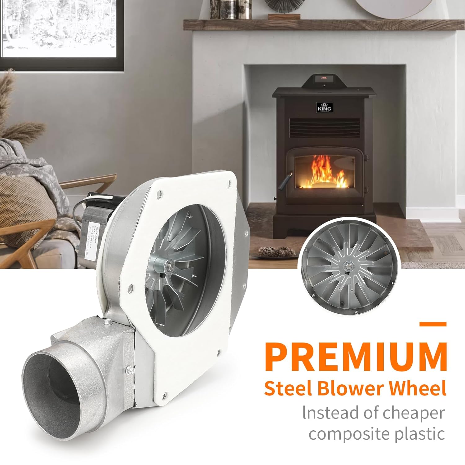 80473 Exhaust Blower Fan Suitable,for US Stove and USCC 5520, King Ashley 5500 5500M 5500XL 5500XL 5500XLT 5502M 5510 Granule Furnace, American Harvest 6037 6039hf 6039i 6041 6041i Granule Furnace