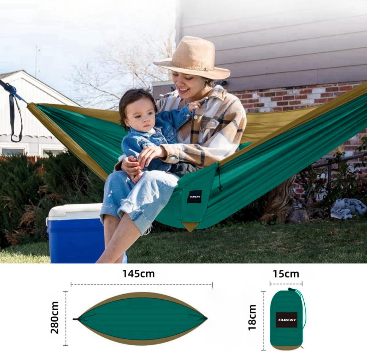 Tarent Camping Hammock, Outdoor Hammock, Ultralight, 300 kg Load Capacity, Breathable Quick Drying Nylon Parachute, Hammocks Home