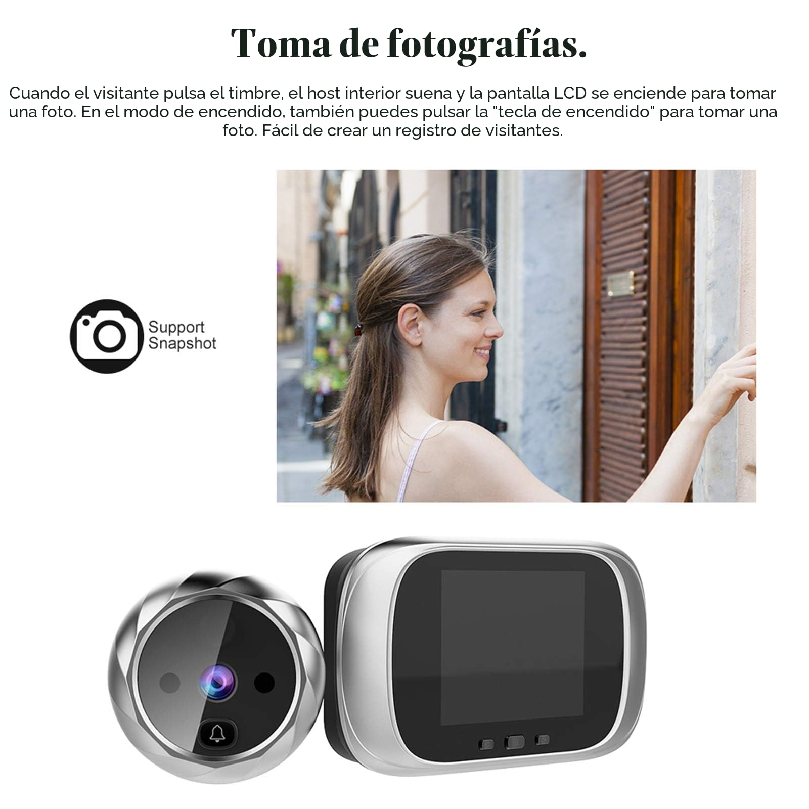 Mirillas Digitales para Puerta con Pantalla LCD de 2,8 Pulgadas, Visión Nocturna, Vigilancia Digital de la Puerta para la Seguridad Del Hogar