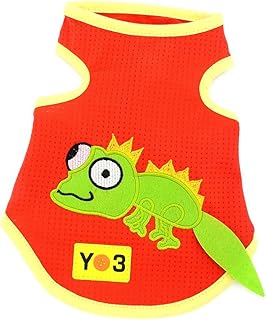 Rdc Pet Dog T-Shirt, Puppy Tee Shirt Fashion Embroidered Lizard Pattern, Mesh Summer Vest for Small Dog, Costumes Cat (XXL, RED)