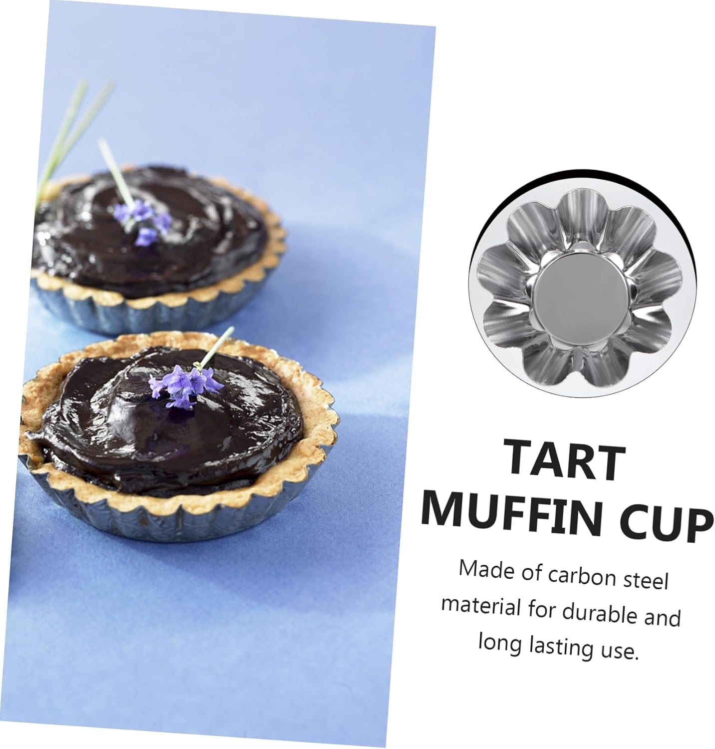 INOOMP 6Pcs Non Stick Flower Tart Pans Stainless Steel Muffin Baking Molds for Egg Tarts and Cupcakes Reusable Kitchen Bakeware Silver Finish