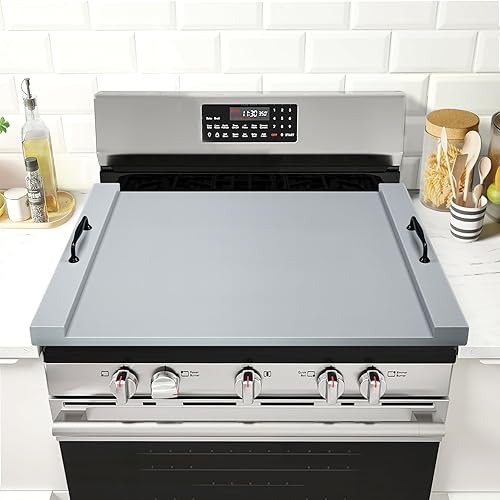 Miniatura 13 de Cubierta para estufa de fideos con asas para estufa eléctrica, estufa de gas (madera de acacia)