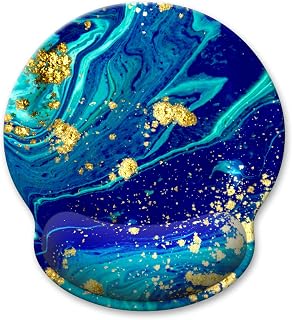 Atufsuat Ergonomic Mouse Pad with Wrist Support, Marble Style Memory Foam Wrist Rest Mouse Pads, Cute Computer Laptop Office Accessories Decor, Pain Relief Mousepad for Gaming Work Men Women, Green