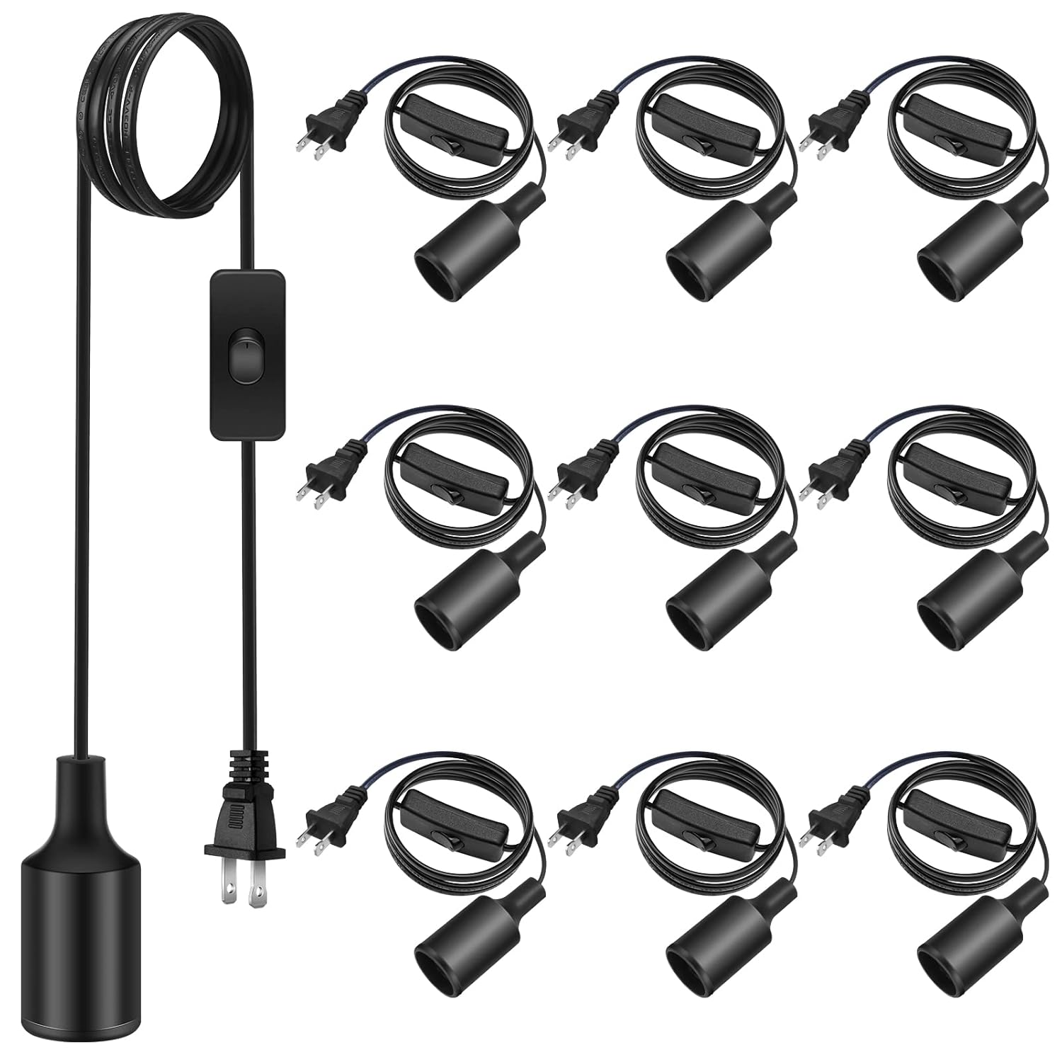 10 Pack Hanging Light Cord Pendant Light Cord with Switch Light Socket Extension Light Bulb