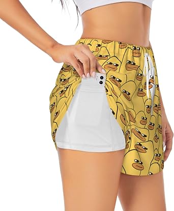Anime Style for Womens High Waist 2-in-1 Shorts with Inner Support for Running & Gym