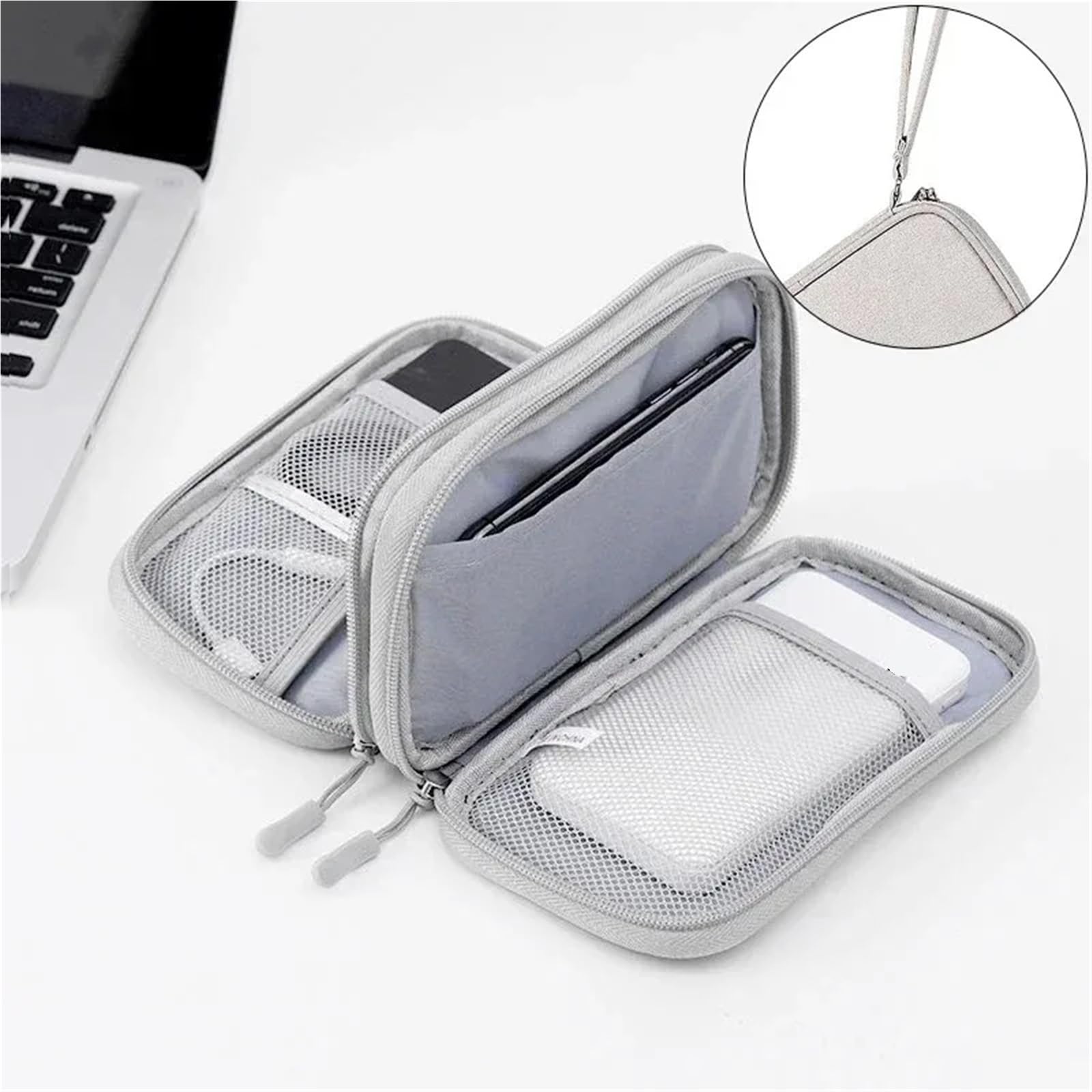 Borsa organizer per cavi viaggio 2 pezzi | Doppio strato portatile impermeabile(C)
