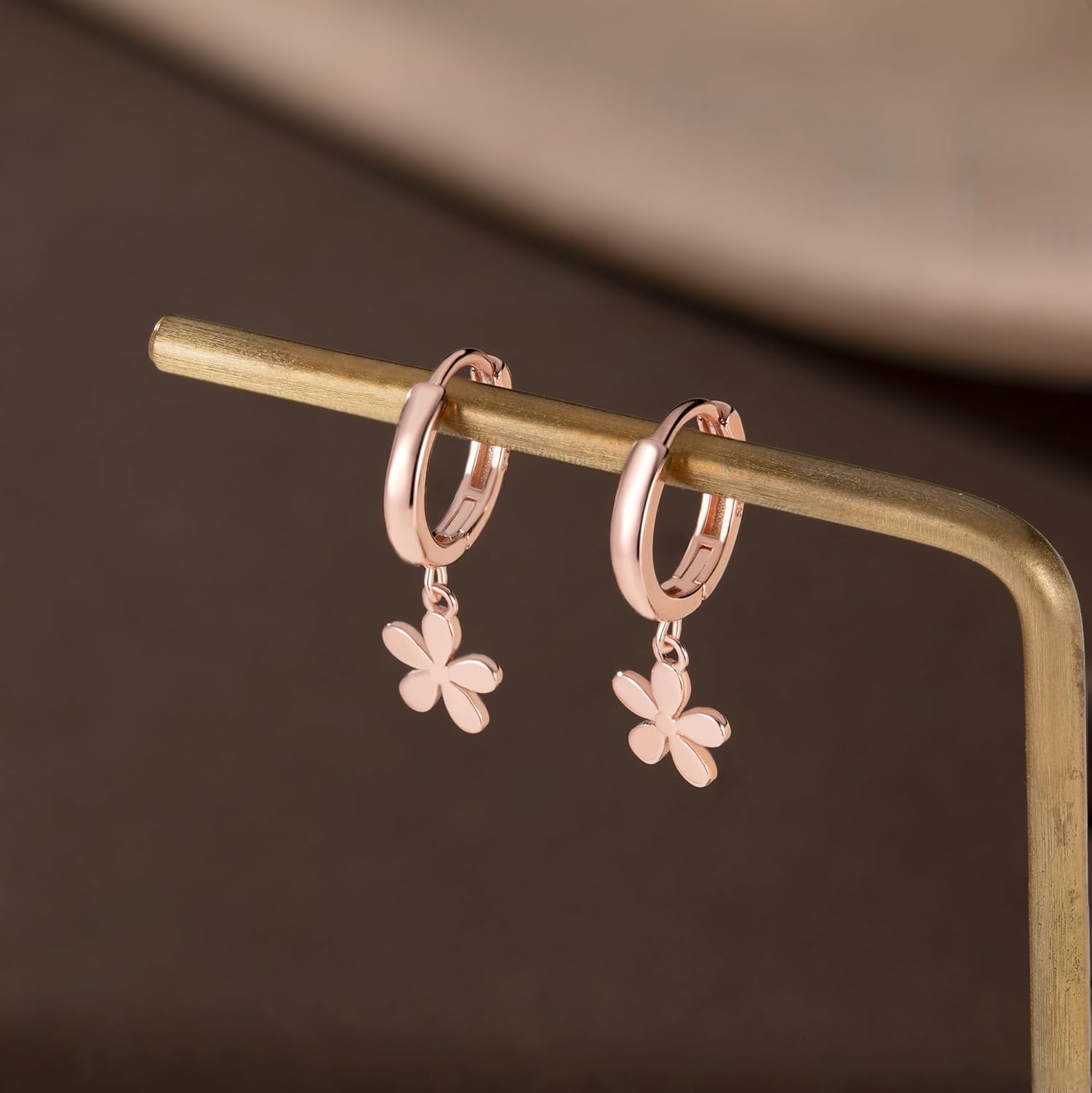 Reffeer Solid 925 Sterling Silver Tiny Daisy Dangle Hoop Earrings for Women Teen Girls Flower Huggie Earrings Small Hoop - Image 6