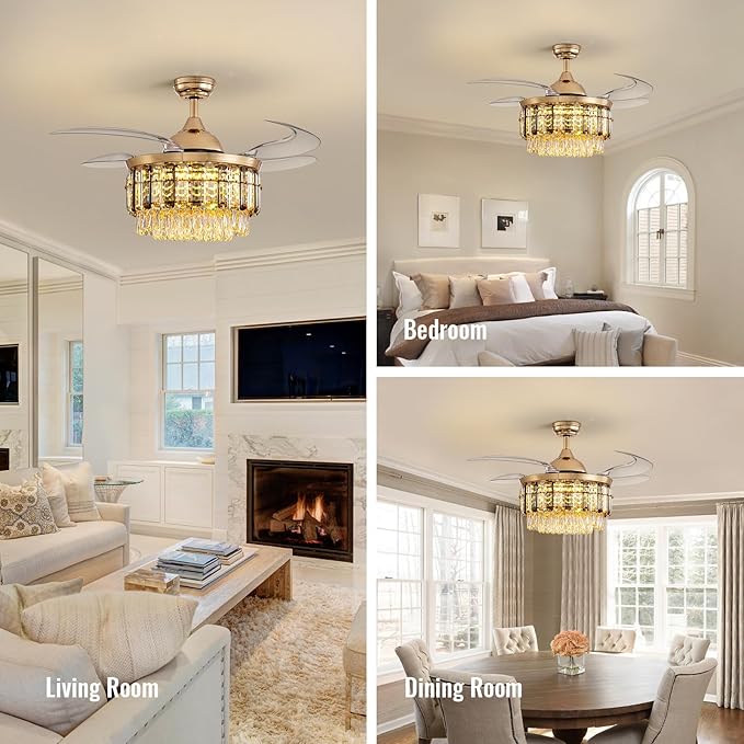 Ventilador de Techo 48 Pulgadas con Luz, Control Remoto, 6 V miniatura 7