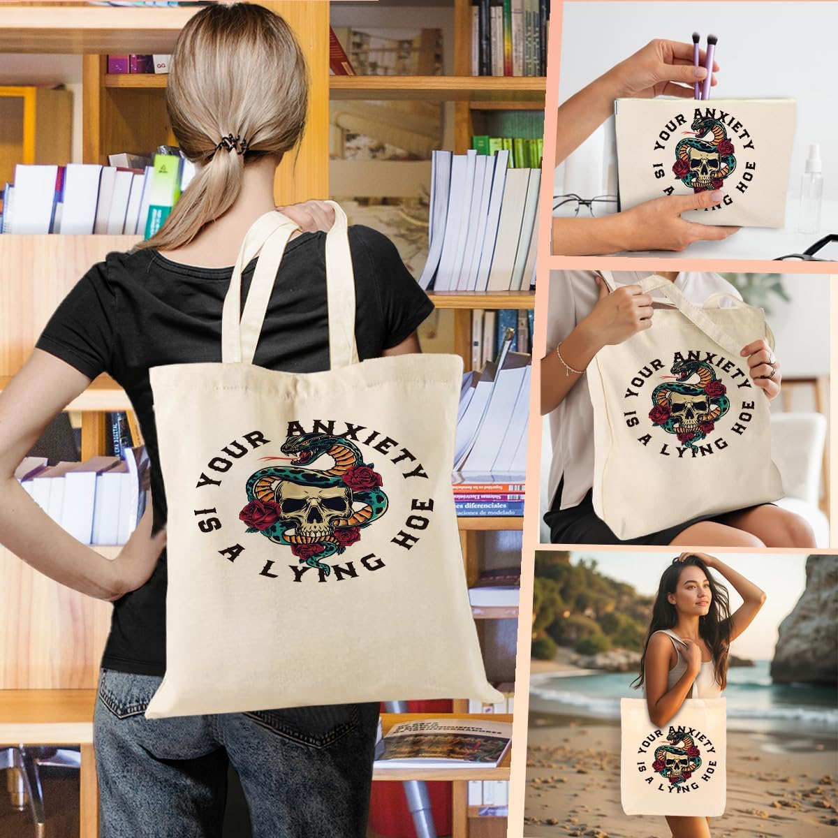 Writer Sewing Doctor Seam Principa Cosmetic Makeup Bag Beach Canvas Tote Bag for Women Girls Christmas Birthday - Image 2