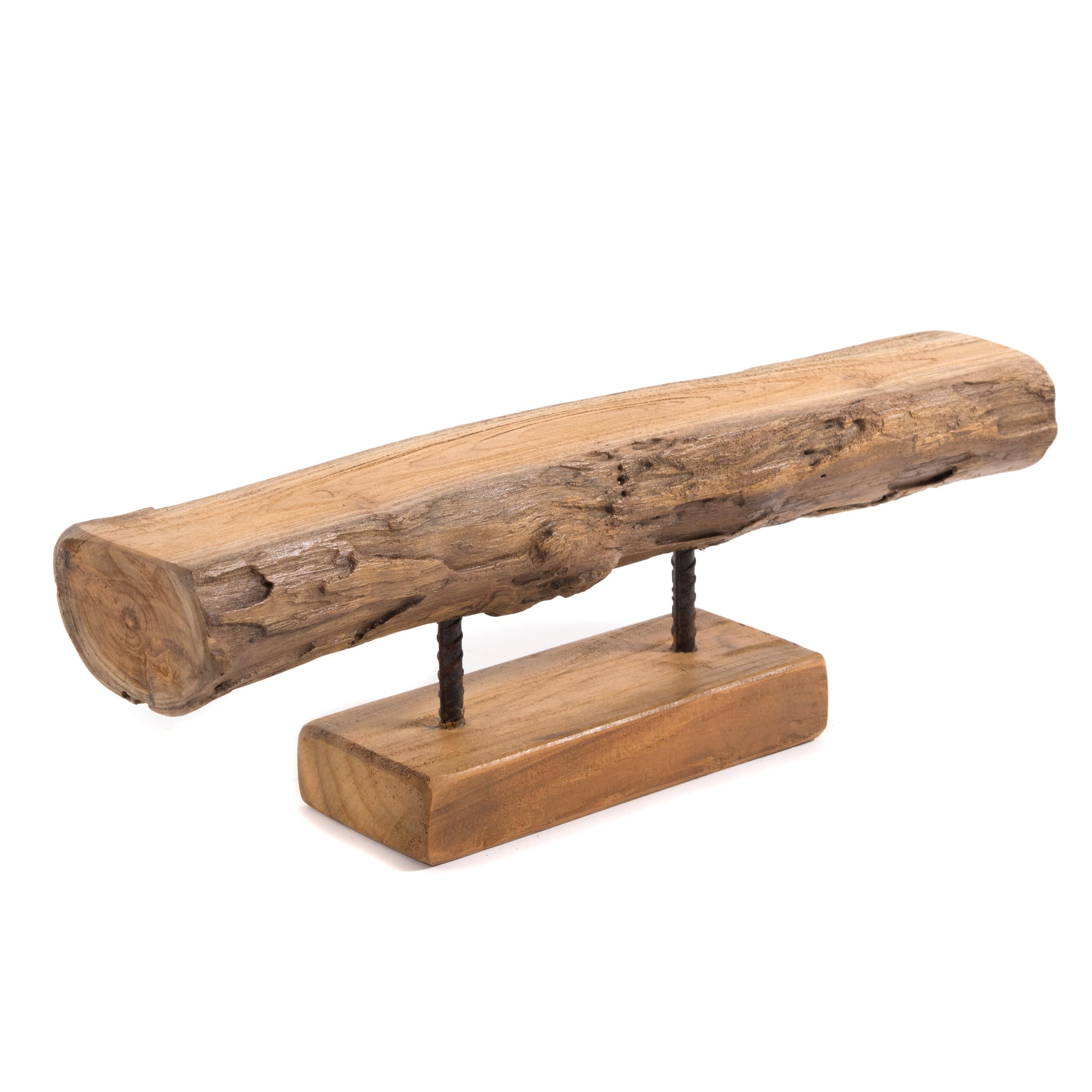 DESIGN DELIGHTS KERZENSTÄNDER Lumio | Mahagoni, 62x17x10 cm (LxHxT) | Rustikaler Kerzenhalter, Kerzenboard, Holzskulptur, Holzstamm, Dekoboard
