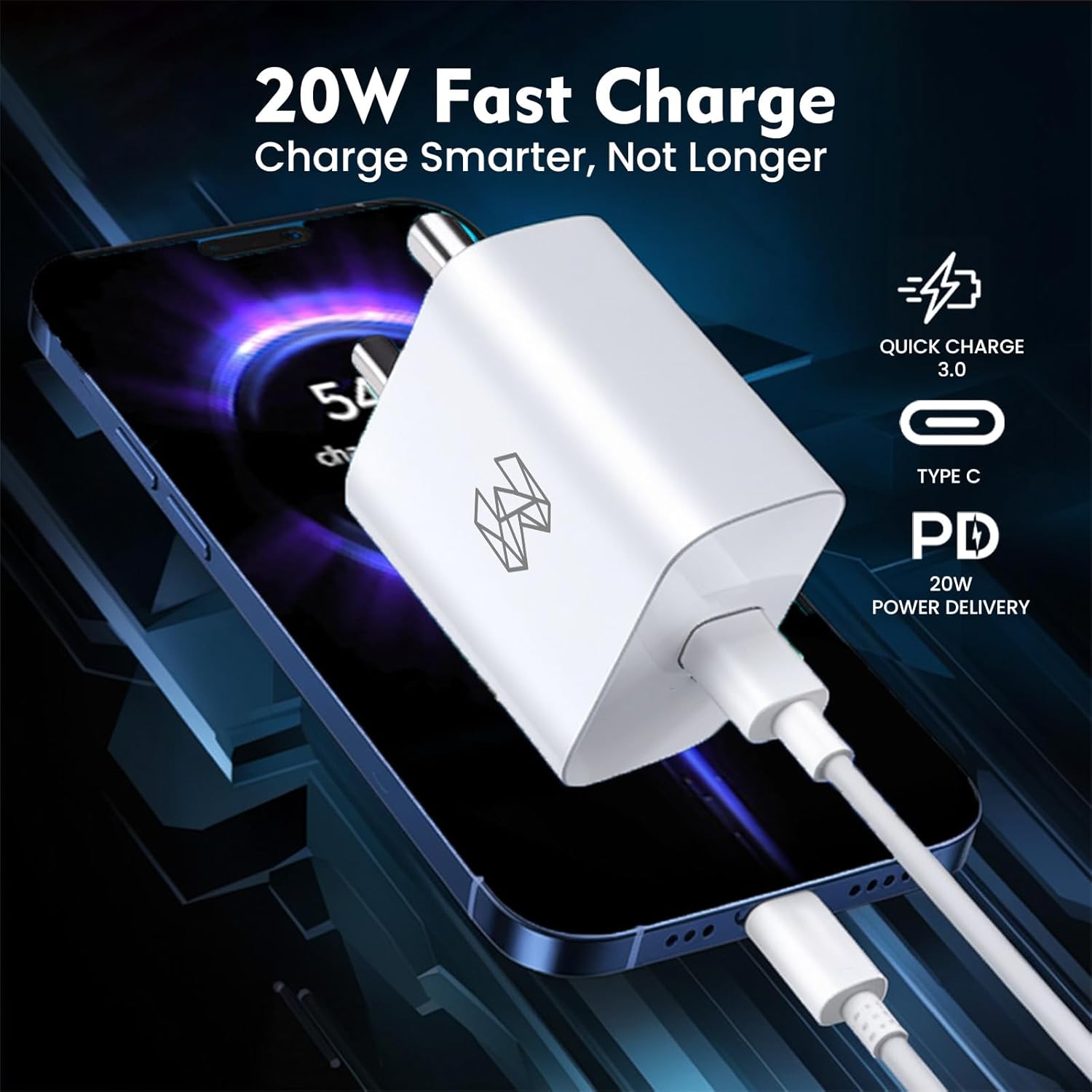 MOOSH Type C 20W Charger BIS Certified for Android Smart Phones Apple Phone 15 | 14 | 13 | 12 | 11 Series with PD 3.0 Type C (White) MOOSH Type C 20W Charger BIS Certified for Android Smart Phones Apple Phone 15 | 14 | 13 | 12 | 11 Series with PD 3.0 Type C (White)