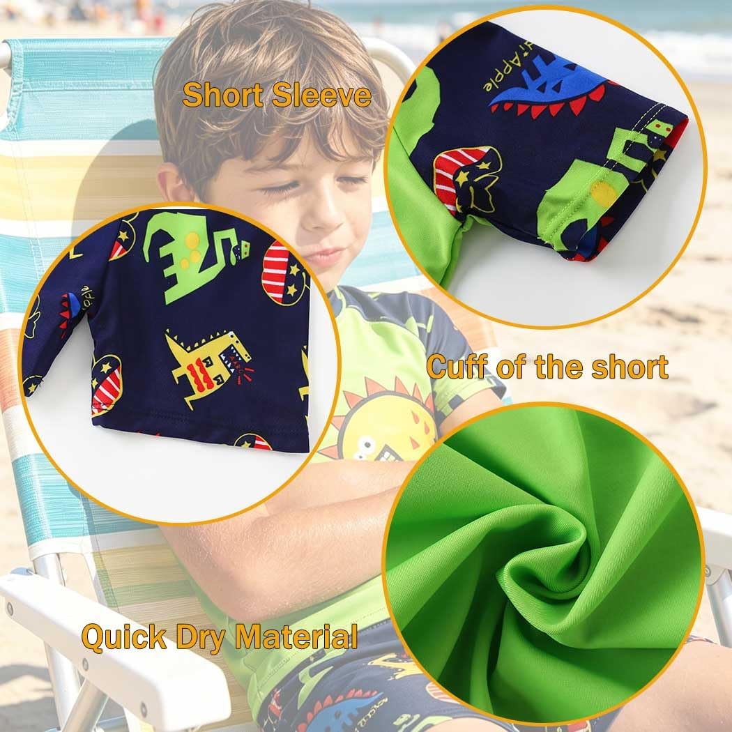 Boy Swim Set Toddler Boys Quick Dry Swimsuit Two Piece Rash Guard Swimwear Baby Summer Beach Bathing Suit for Kids 3-10Y