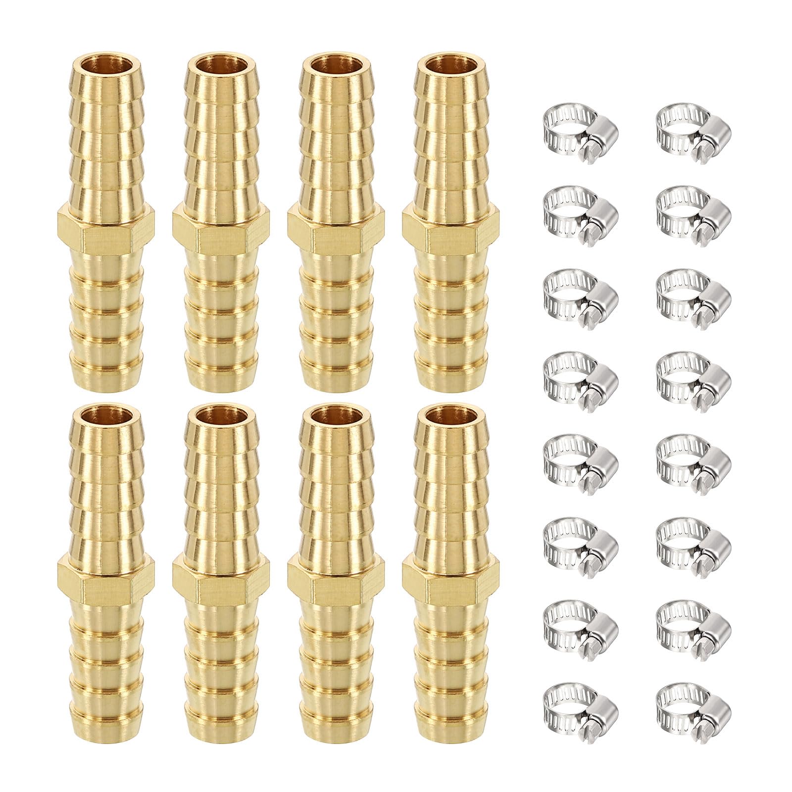 Raccord laiton pour tuyau 3/8 barb avec colliers inox pour camion metallixity 8pcs