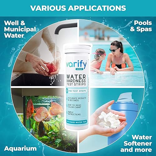 Miniatura 4 de Varify Kit de prueba de dureza del agua, kit de prueba de agua para el hogar, beber, pozo, spa, piscina, suavizante, lavavajillas y más, tiras de