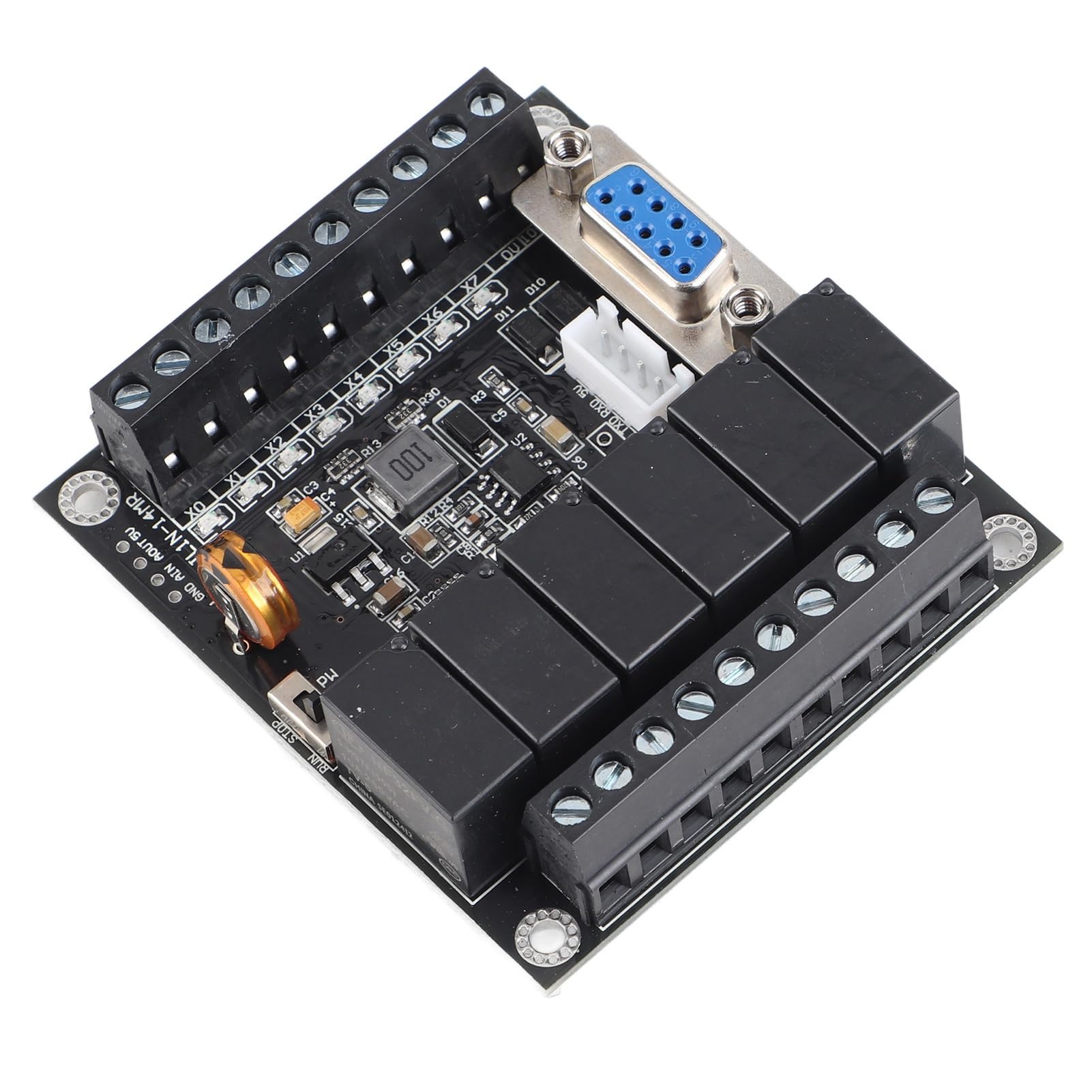 FX1N - Placa de control programable industrial PLC 14MR, módulo controlador PLC con salida de relé, controlador de automatización industrial de 24 V CC con 8 entradas y 6 salidas
