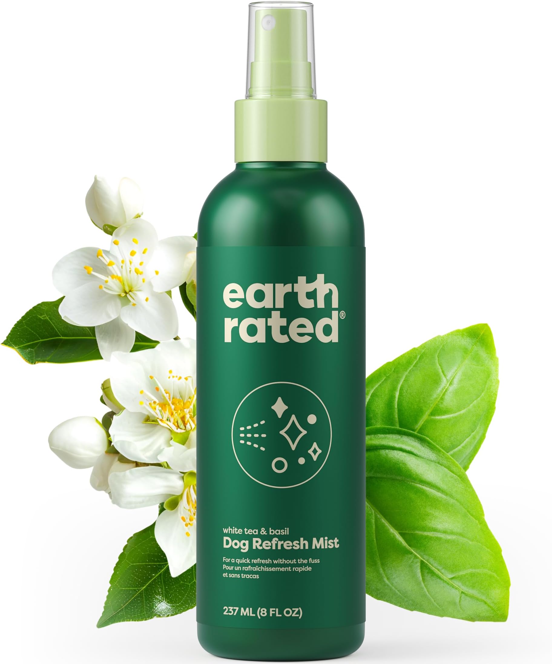Dog Deodorizing Spray, Conditioning & Odor-Eliminating Perfume for Dogs, for All Coat Types, Refreshing White Tea & Basil Scent, 8 oz.
